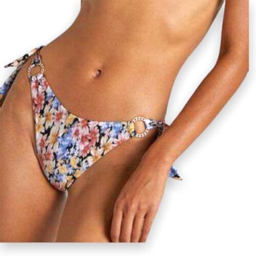 MinkPink Thelma‎ Floral Bikini Bottom, sz Large, adjustable sides